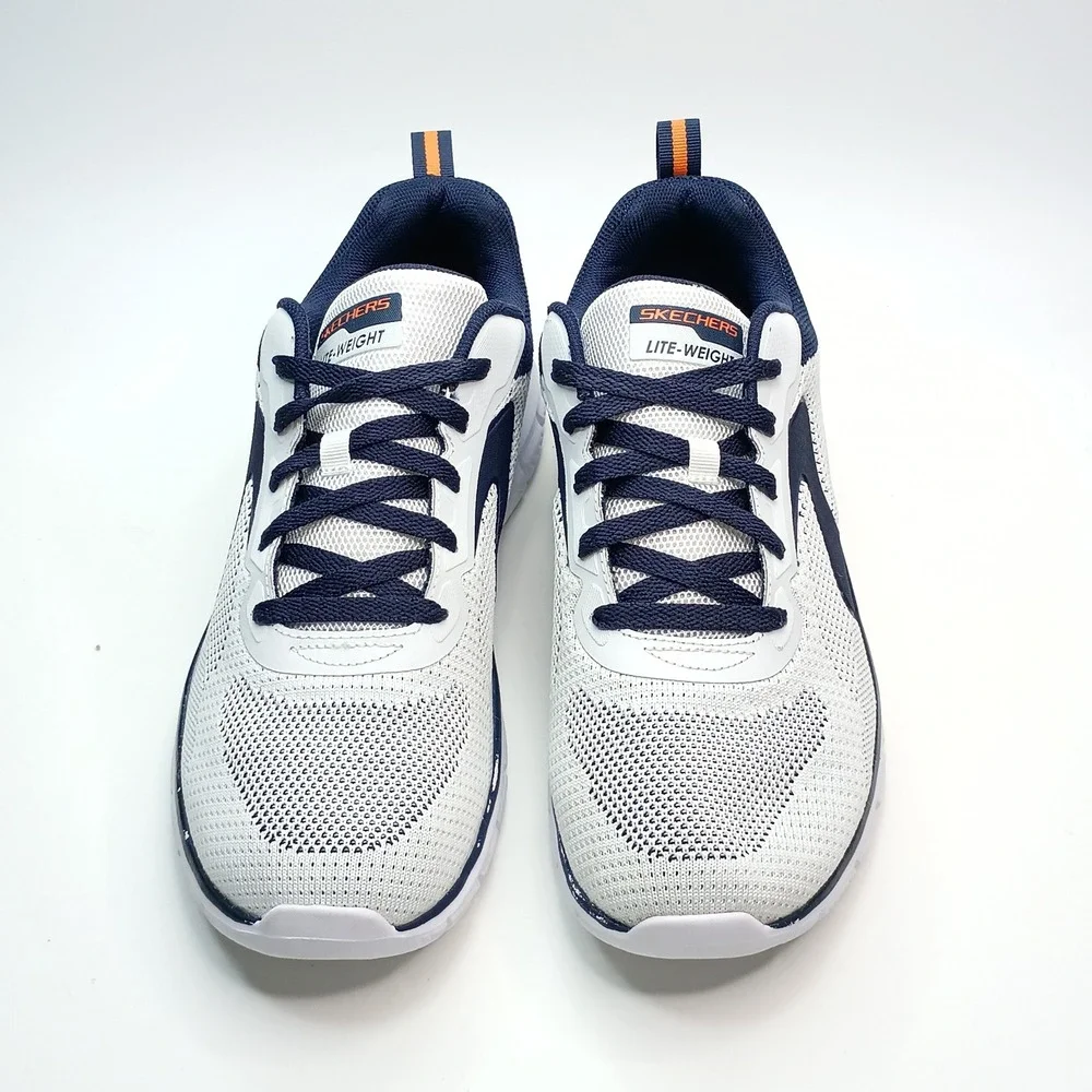 Skechers | Shoes | Skechers Liteweight Mens White Navy Blue Memory Foam ...